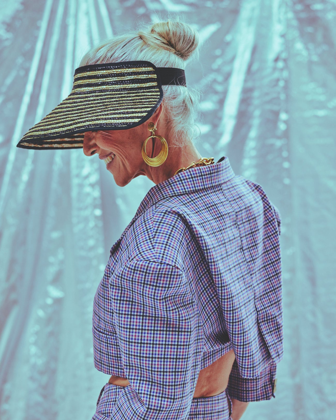 Lola Visor, Wheat Straw Hat, Striped