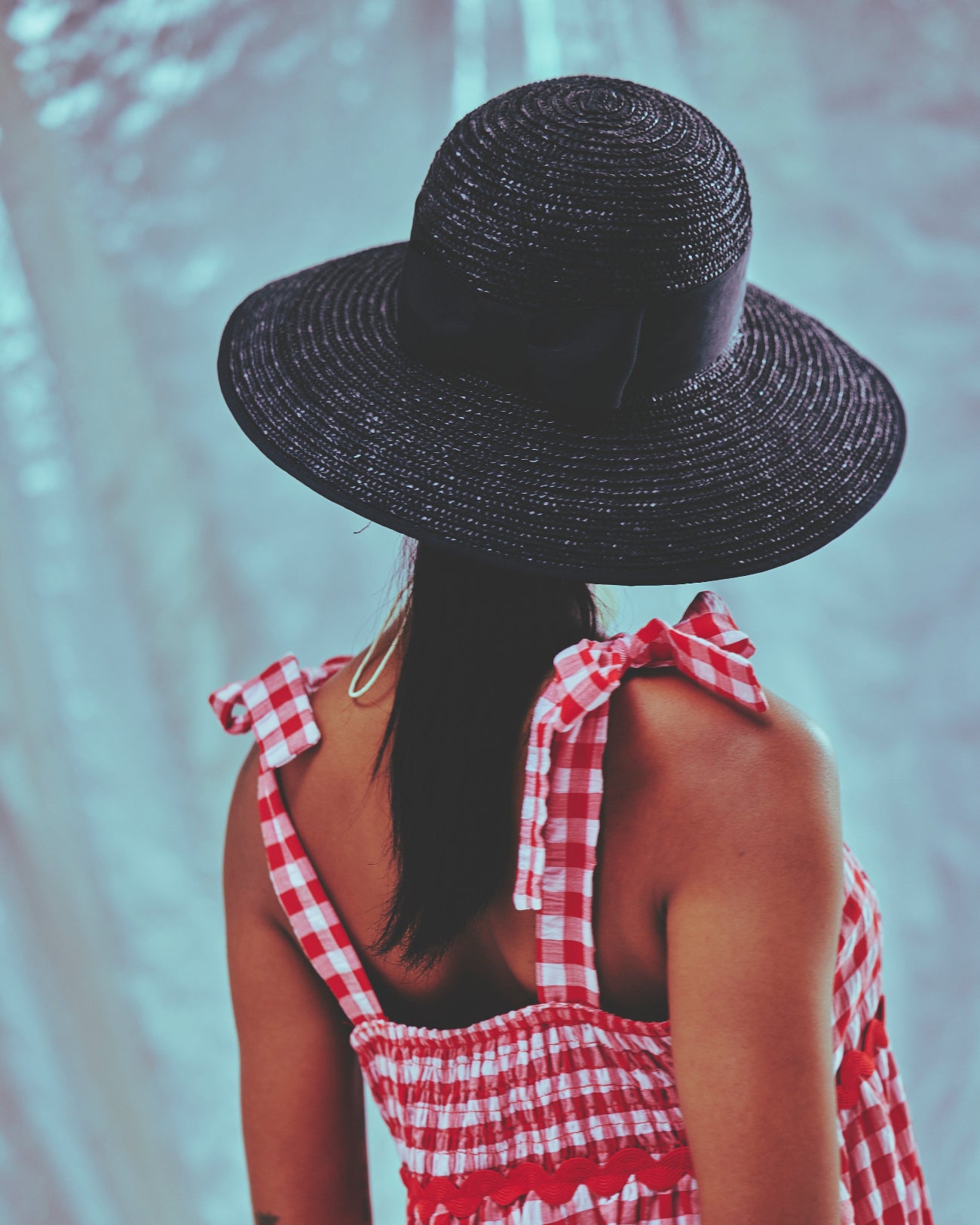 Mia, Wheat Straw Hat, Black