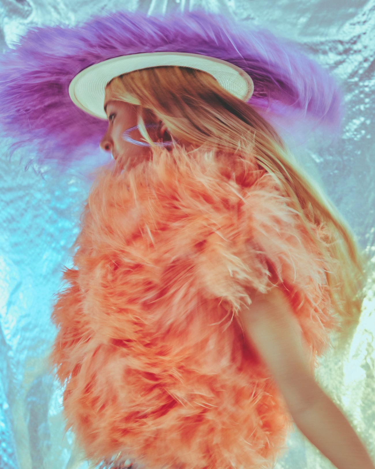 Juno, Sisal Hat with Ostrich Feather Trim, Lilac