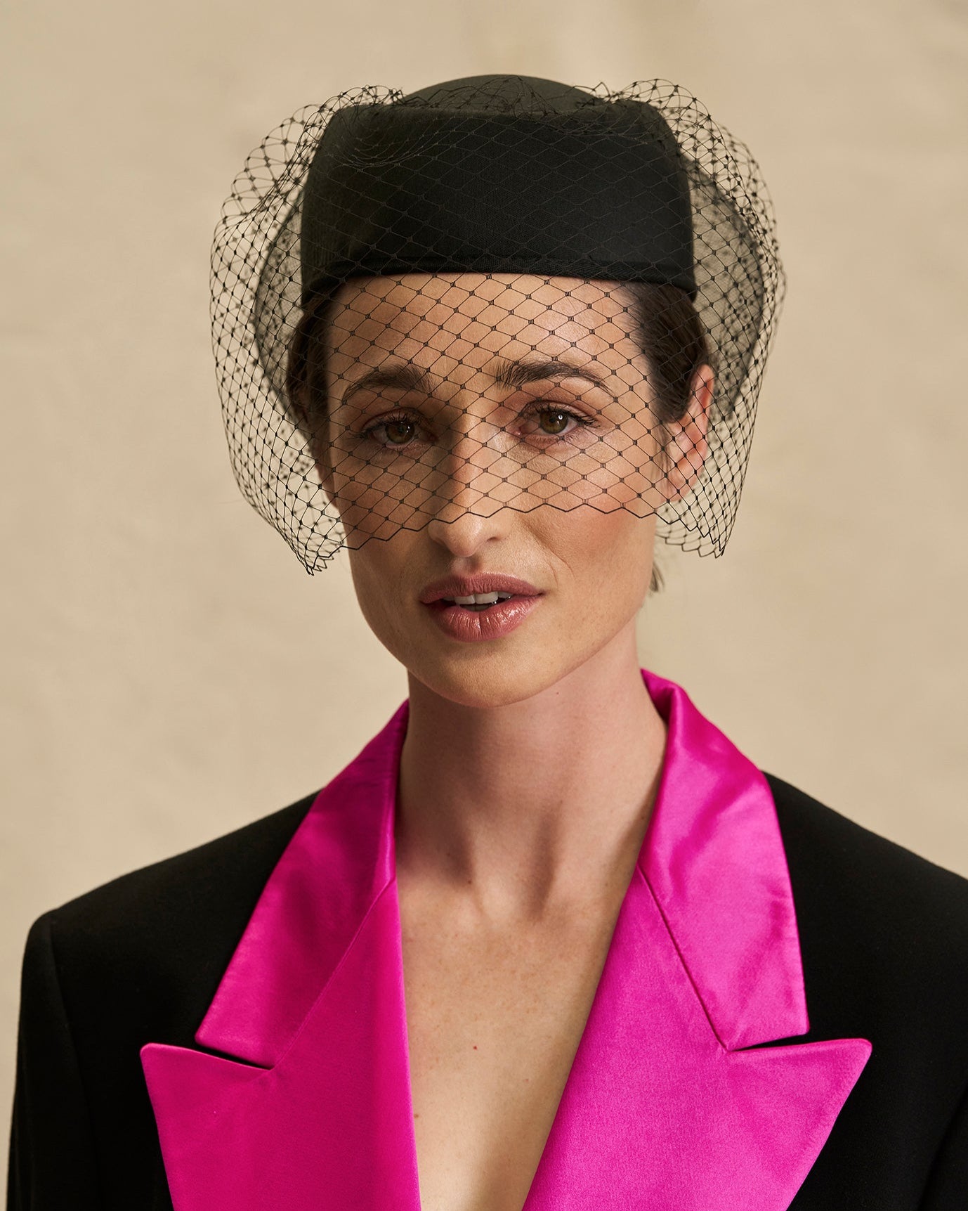 Fiona, Black Hat With Bow And Veil