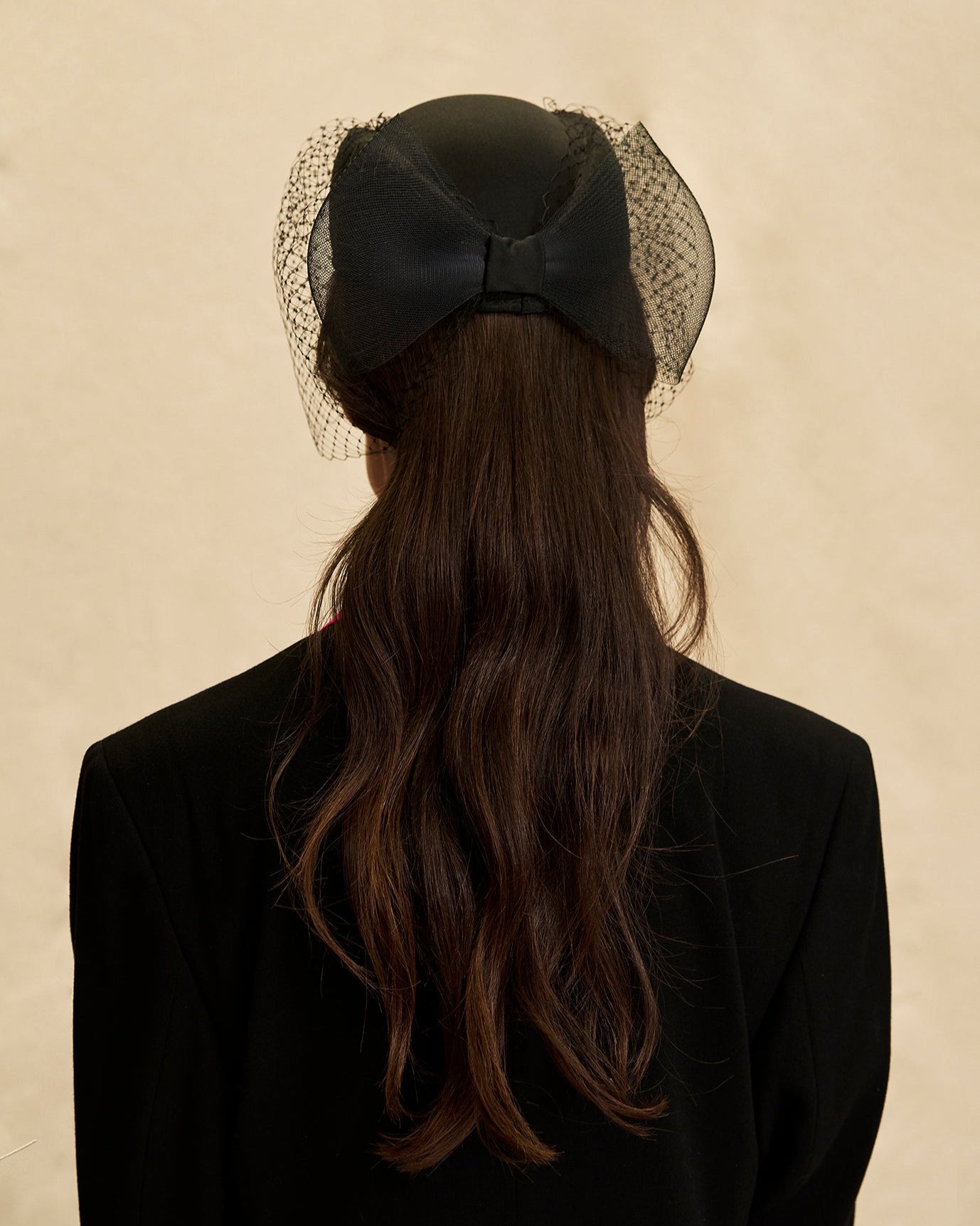 Fiona, Black Hat With Bow And Veil