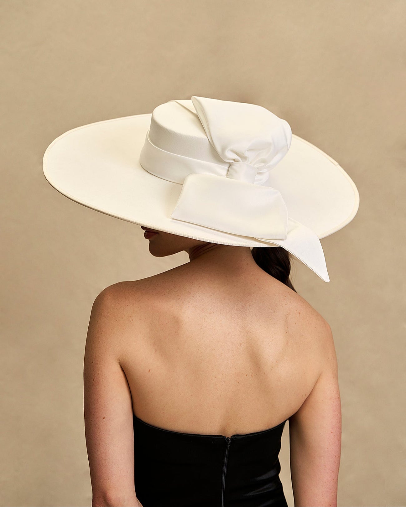 Alice, Neoprene Hat, Off White With Satin Bow