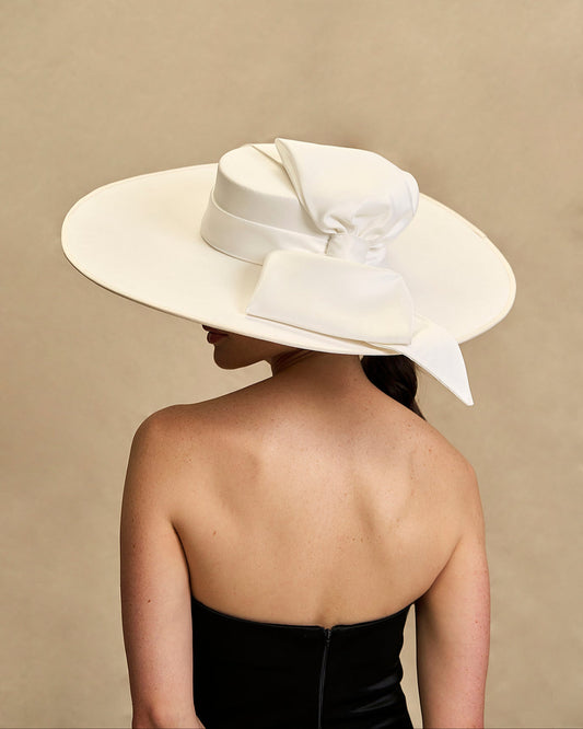 Alice, Neoprene Hat, Off White With Satin Bow
