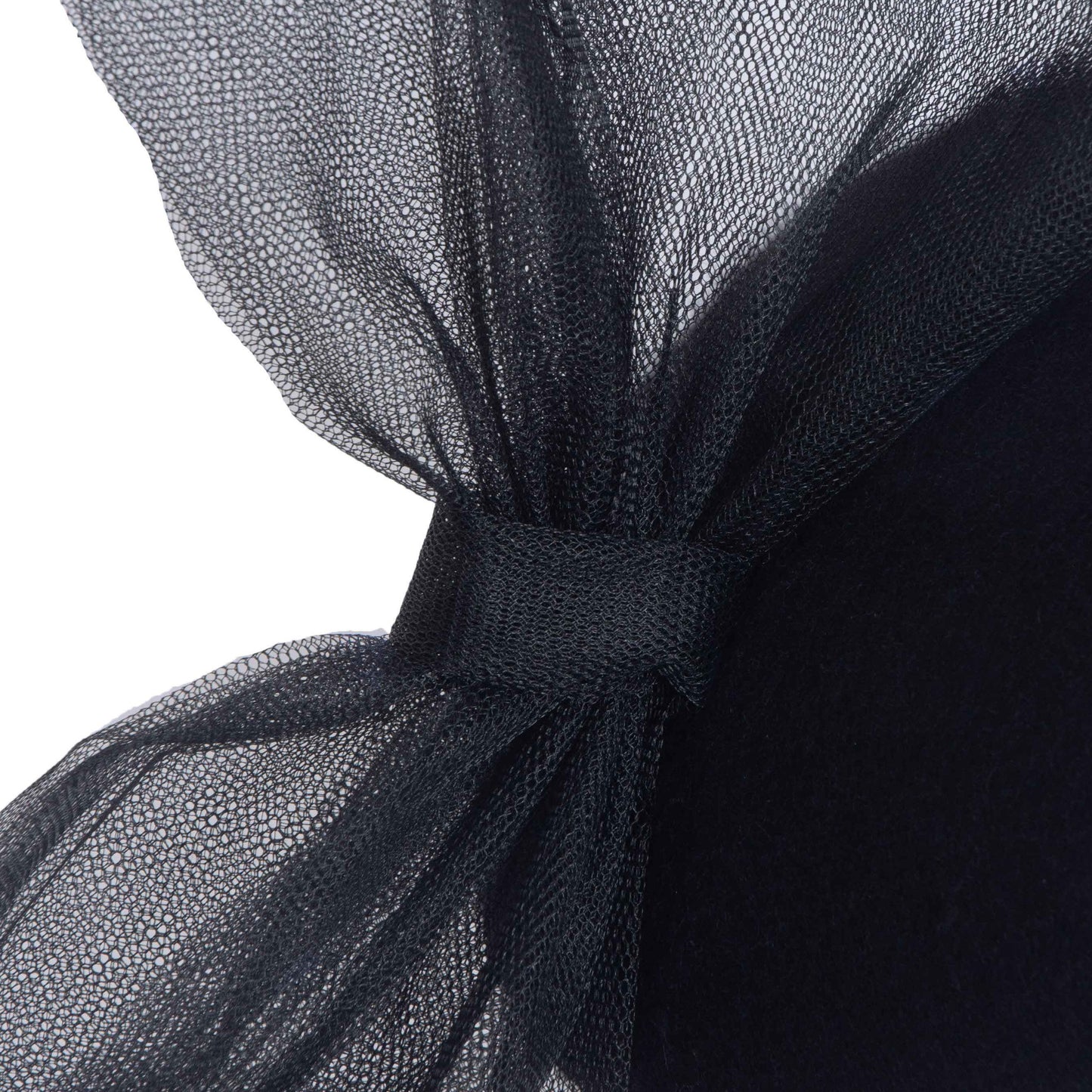 Khanyie, Wool Felt Beret with Tulle Trim, Black