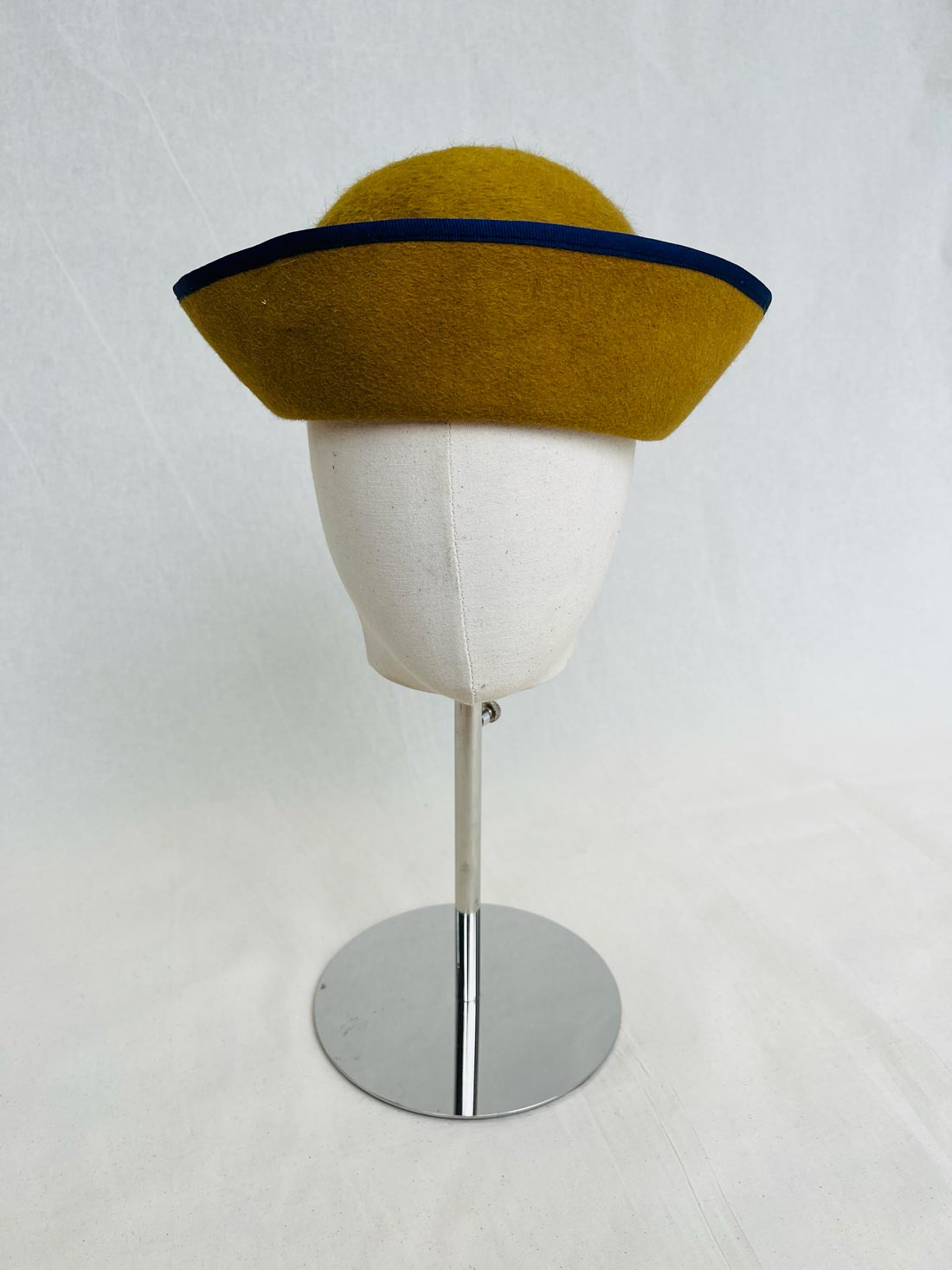 Sailor, Wool Felt Hat, Mustard with Navy Trim