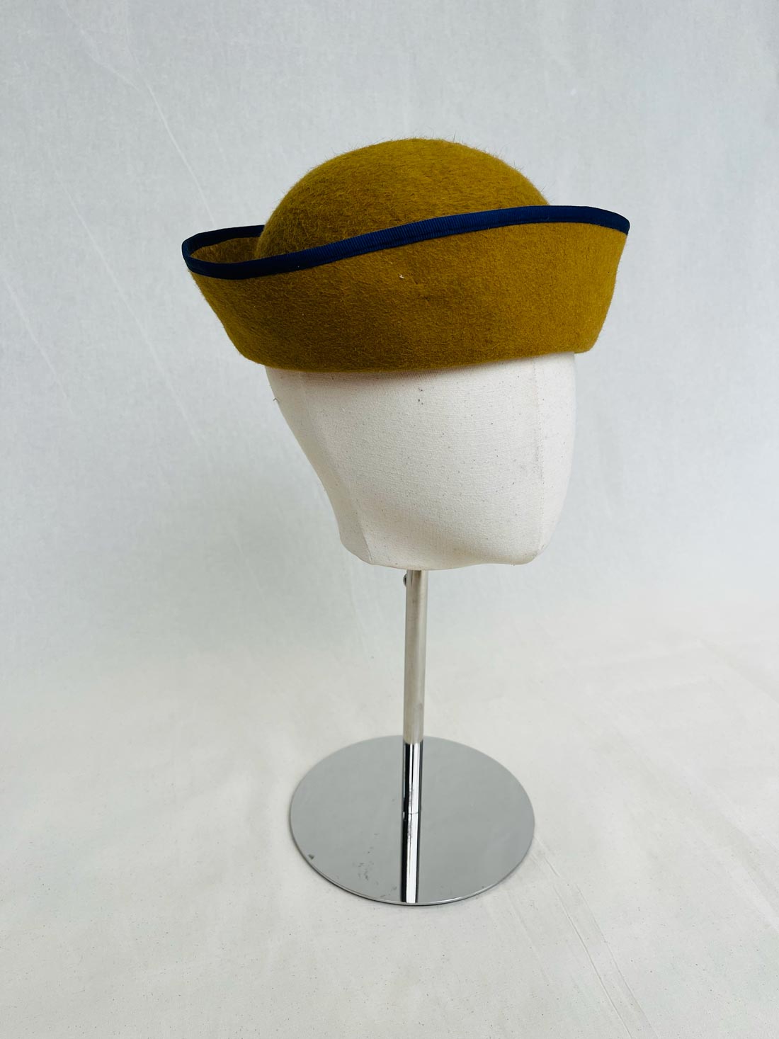 Sailor, Wool Felt Hat, Mustard with Navy Trim