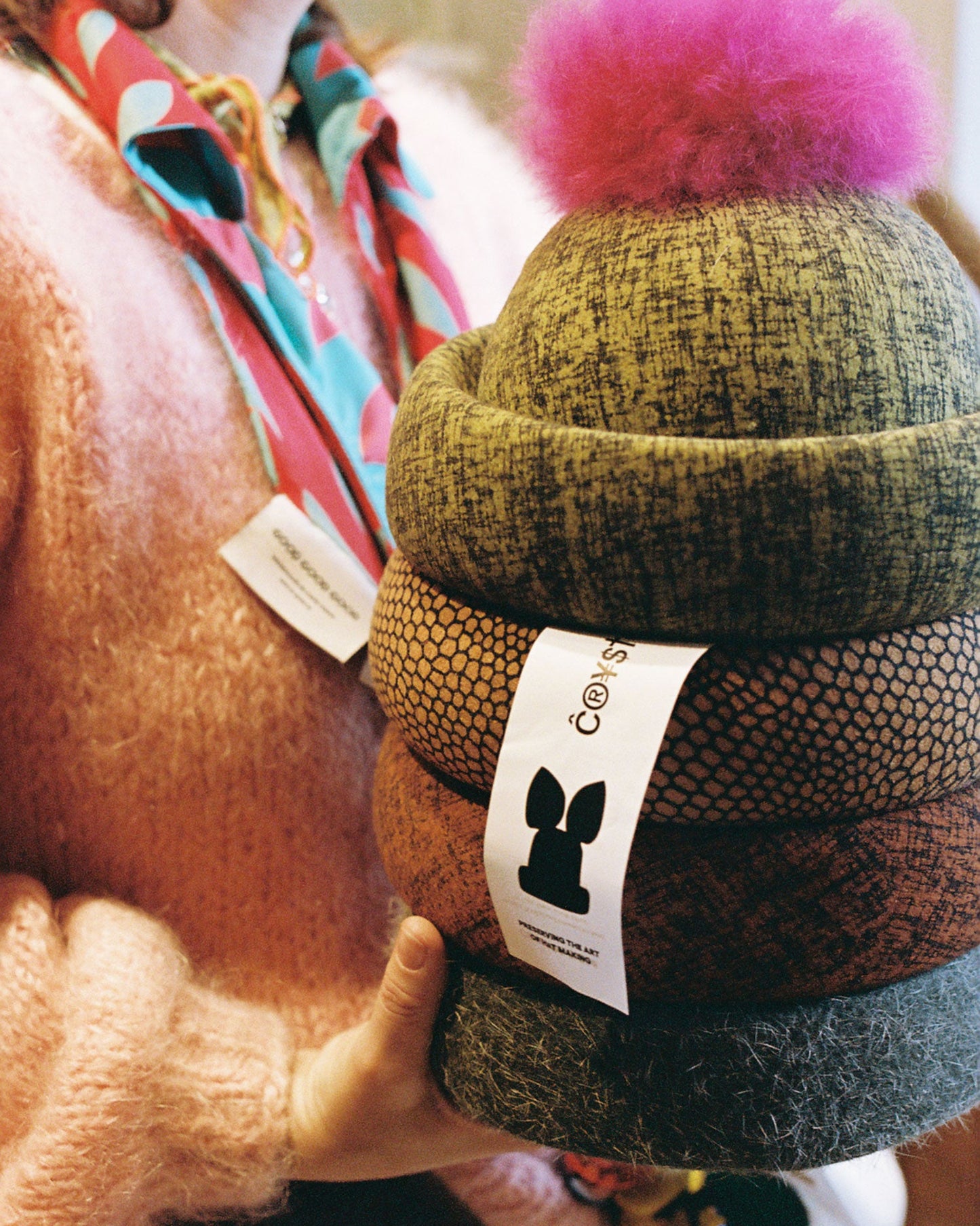 CB x GGG Docker Beanie, Wool Felt, Print With Alpaca Pom Pom