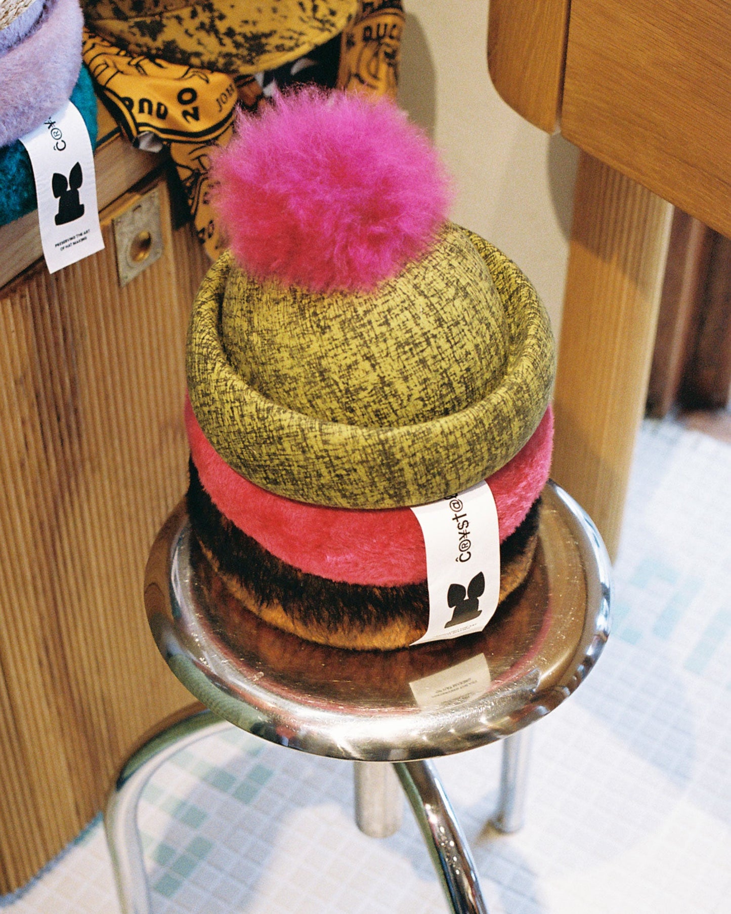 CB x GGG Docker Beanie, Wool Felt, Print With Alpaca Pom Pom