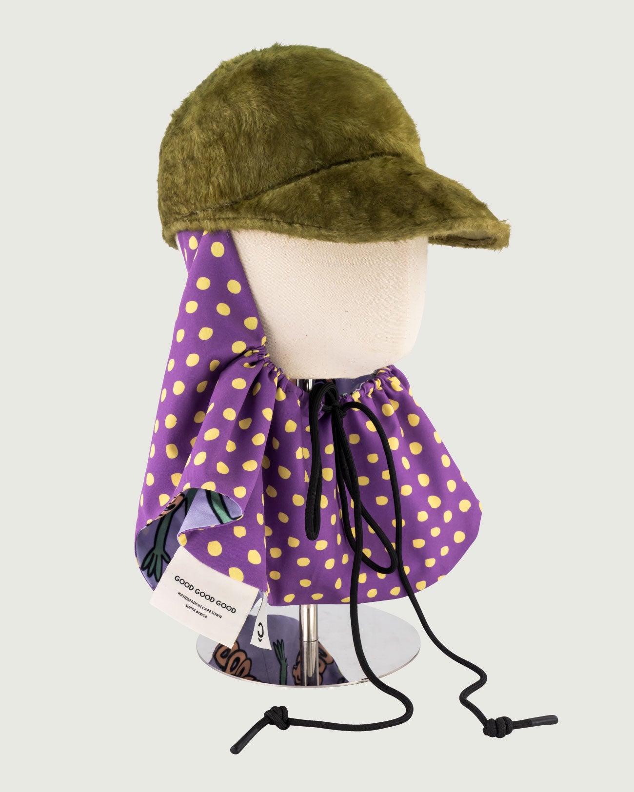 CB x GGG Avi Pee Cap w/ GGG Printed Fabric bib, Wool Felt, Mustard / Black