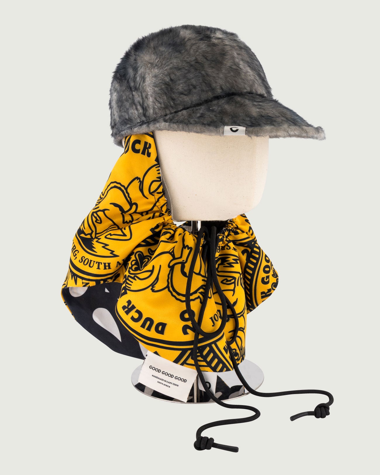 CB x GGG Avi Pee Cap w/ GGG Printed Fabric bib, Wool Felt, Mustard / Black