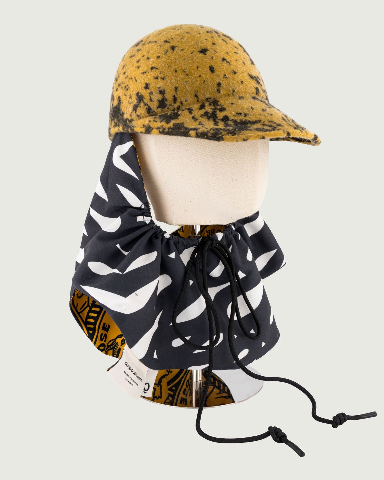 CB x GGG Avi Pee Cap w/ GGG Printed Fabric bib, Wool Felt, Mustard / Black