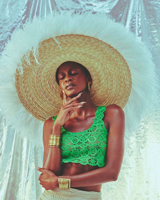 Sahara, Wheat Straw Hat with Ostrich Feather Trim, Ivory