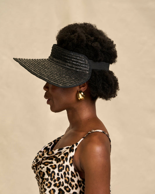 Lola Visor, Wheat Straw Hat, Black