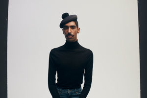 Oui Oui, Blocked Fabric Hat With Wool Pom POm