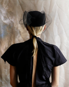 Fiona, Black Hat With Bow And Veil