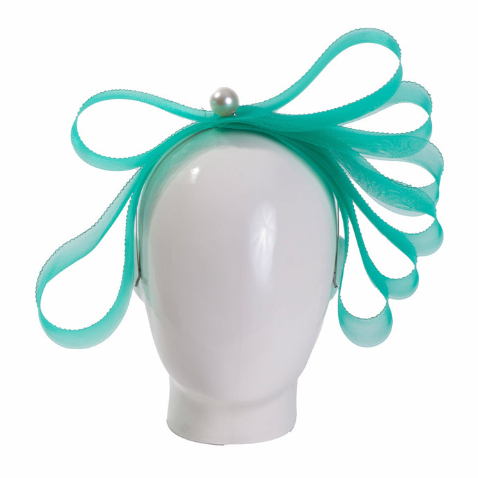 Lucy, Turquoise Crinoline Headband, Half Loop