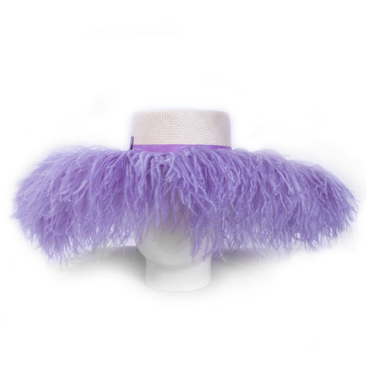 Juno, Sisal Hat with Ostrich Feather Trim, Lilac