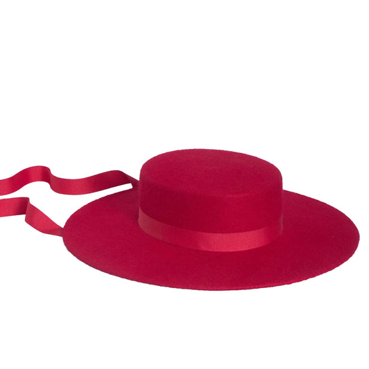 Billie, Wool Felt Bolero Hat, Red