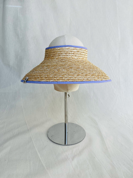 Lola Visor, Wheat Straw Hat, Natural Purple Trim