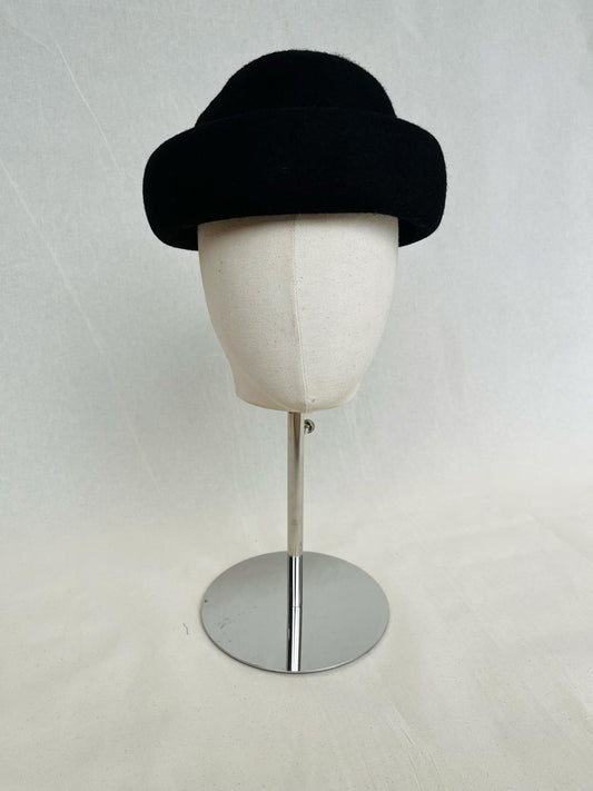Docker Beanie, Wool Felt Hat, Black