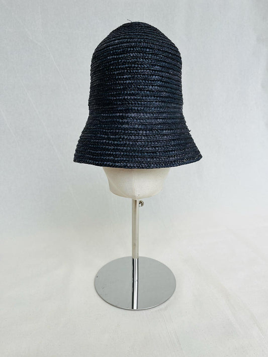 Bea Bucket, Wheat Straw Hat, Black