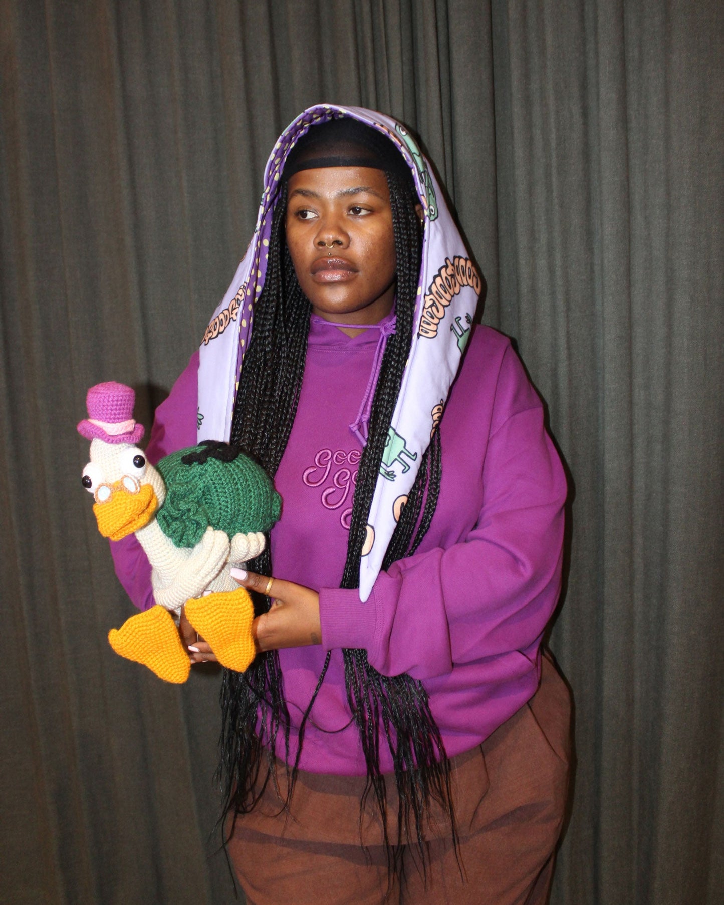 CB x GGG Puffer Kappie, GGG Printed Fabric, Purple