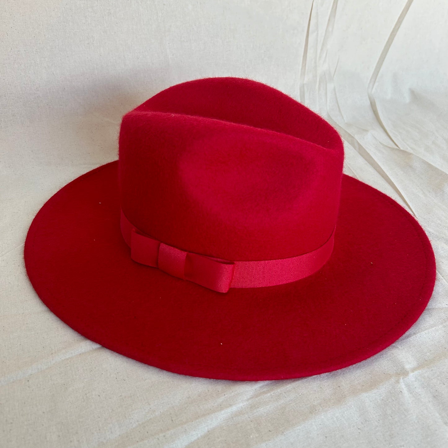 Classic Fedora, Wool Felt Hat, Red