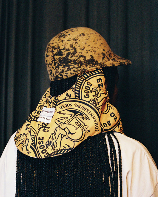 CB x GGG Avi Pee Cap w/ GGG Printed Fabric bib, Wool Felt, Mustard / Black