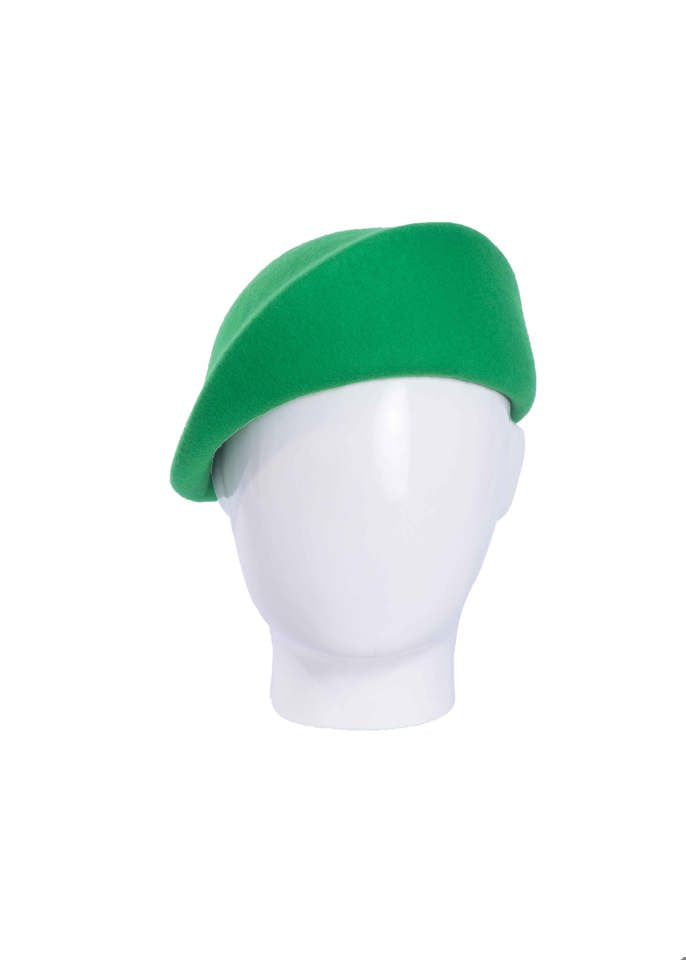 Bae Beret, Wool Felt Hat, Bright Green