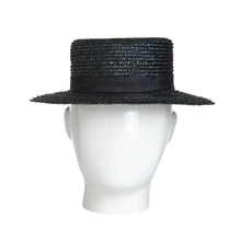 Straw Boater, Wheat Straw Hat, Black