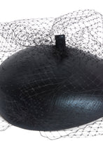 Beret, Blocked Pleather Hat With Veil