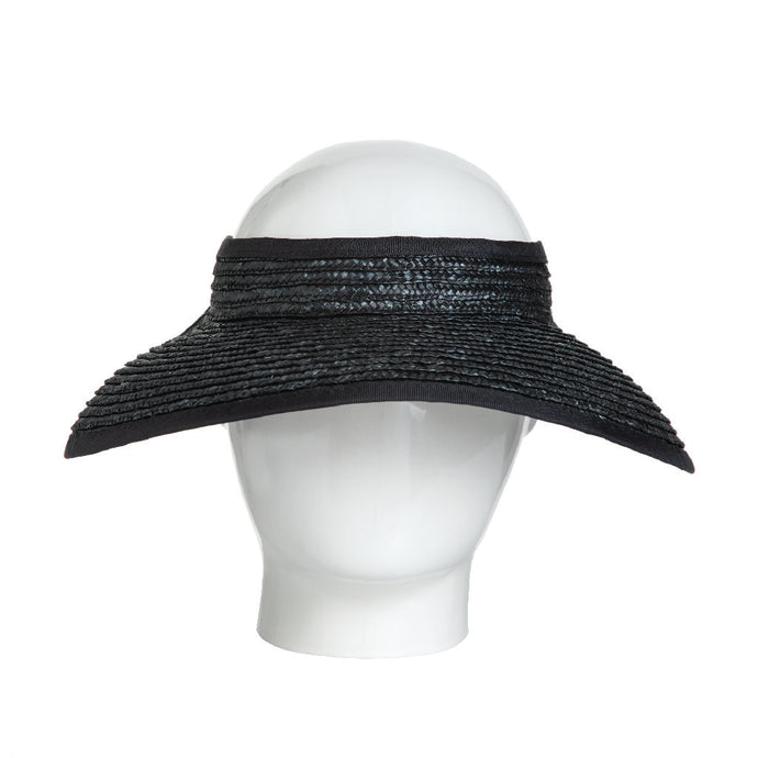 Lola Visor, Wheat Straw Hat, Black