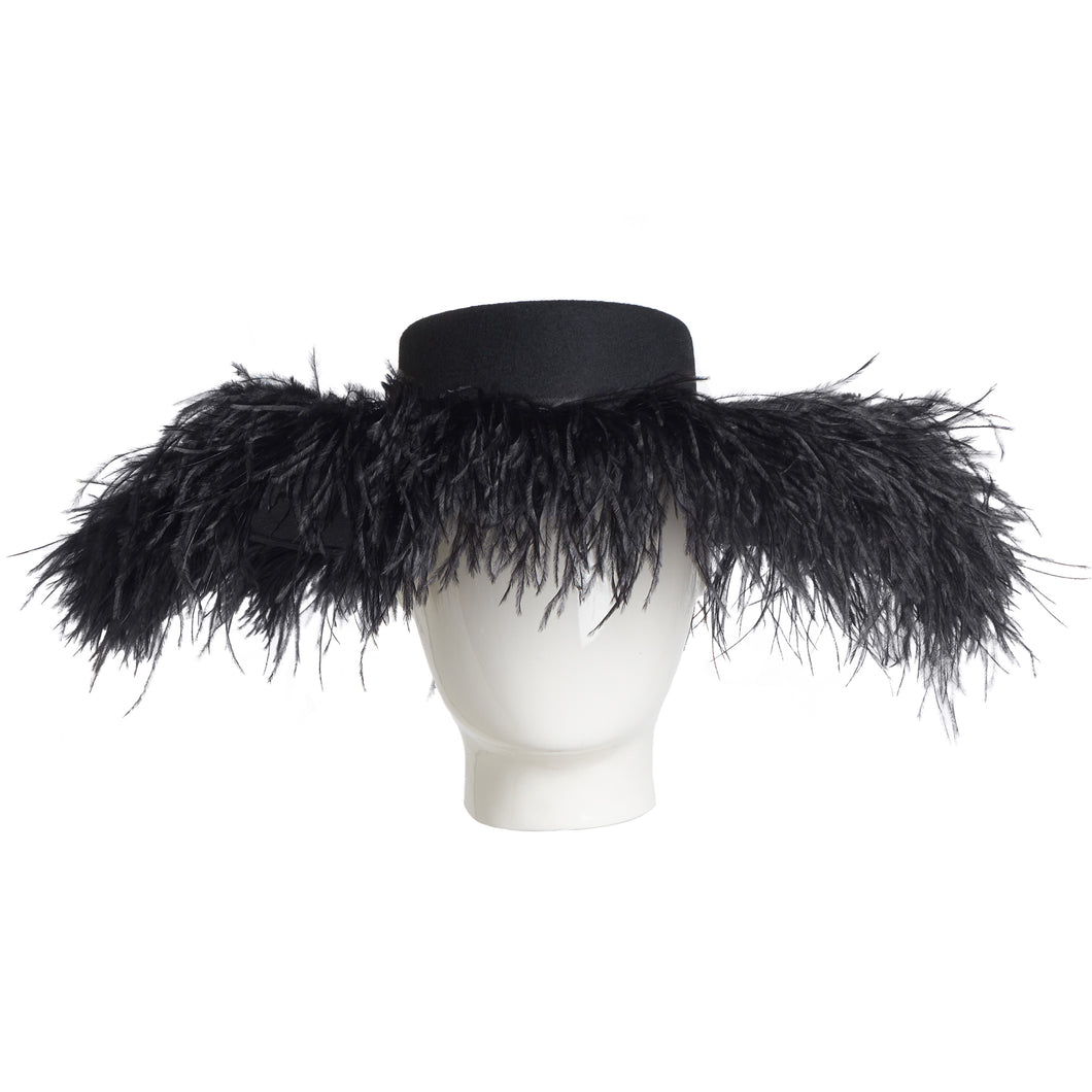 Paula Bolero, Wool Felt Hat With Ostrich Feather Trim