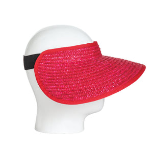Lola Visor, Wheat Straw Hat, Red
