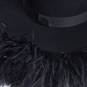 Paula Bolero, Wool Felt Hat With Ostrich Feather Trim