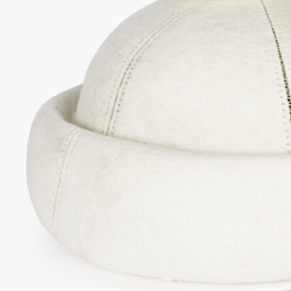 Docker Beanie, Felt Hat, Ivory