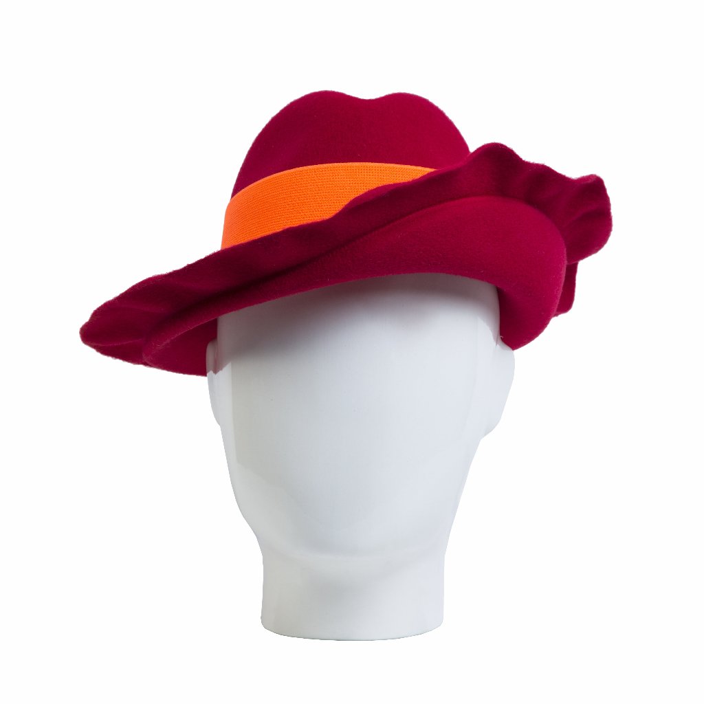 Fly Away Fedora, Wool Felt Hat, Red