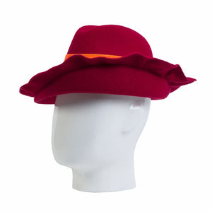 Fly Away Fedora, Wool Felt Hat, Red