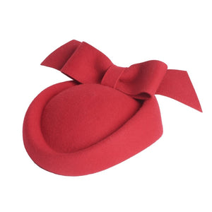 Bo-Bo Pillbox, Wool Felt Hat, Red