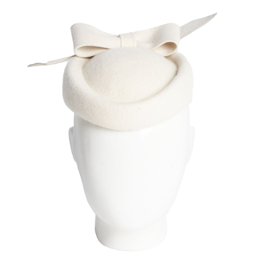 Bo-Bo Pillbox, Wool Felt Hat, Ivory