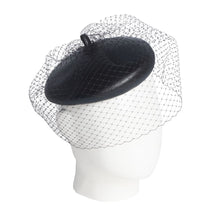 Oui Oui - Beret, Blocked Pleather Hat With Veil