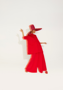 Siwa, Wheat Straw Sun Hat, Red
