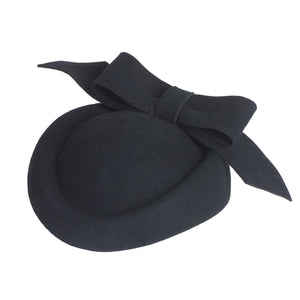 Bo-Bo Pillbox, Wool Felt Hat, Black